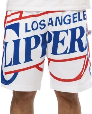 Mitchell & Ness White NBA Los Angeles Clippers Big Face 2.0 Blownout Shorts XL • $50