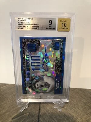 $5.50 • Buy 2021-22 Leaf Metal So Money! Blue Crystal Christian Braun Auto Rookie 9 Mint /25