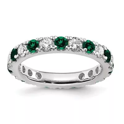 14K White Gold Lab Grown Diamond And Emerald Eternity Band Ring For Mens • $972