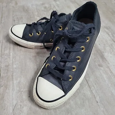 Converse All Star Black And Gold Leather Low Top Shoes Unisex M4 W6 • $5.99