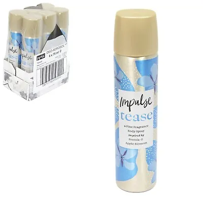 6 X IMPULSE BODY FRAGRANCE 75ml SPRAY TEASE - FREESIA & APPLE BLOSSOM • £12.89