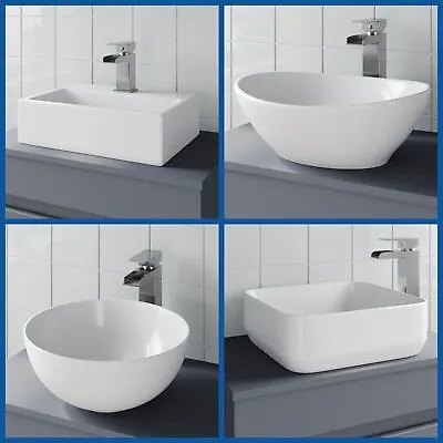 Bathroom Cloakroom Vanity Wash Basin Sink Countertop White Gloss Modern Various • £35