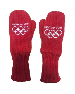 ~NEW~ 2010 VANCOUVER OLYMPICS RED W/WHITE LOGO ACRYLIC KNIT MITTENS - YOUTH • $15