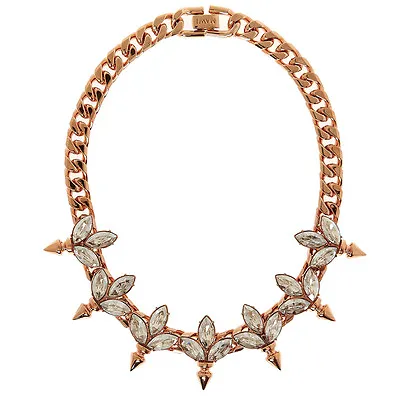 MAWI LONDON Swarovski Clear Crystals And Spikes Gold Plated Necklace BNIB • $348.60