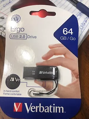 NEW! Verbatim 64 GB / Go Ergo USB 2.0 Flash Drive - Black Factory Sealed • $12.50