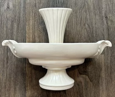 Vintage HAEGER Art Deco MCM Grecian Urn Vase Bird Bath Ivory Off-white 11x16” • $95