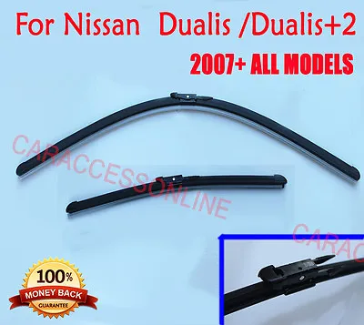 Pair Frameless Windscreen Wiper Blade For NISSAN DUALIS  Dualis+2 2007  - 2016 • $22.90