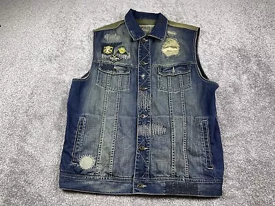 Parish Nation Vest Mens 2XL Blue Denim Bomb Squad Young Guns Biker Motorcycle • $15