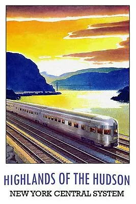 New York Railway Hudson Train Advert Vintage Retro Style Metal Sign USA Travel • £3.49