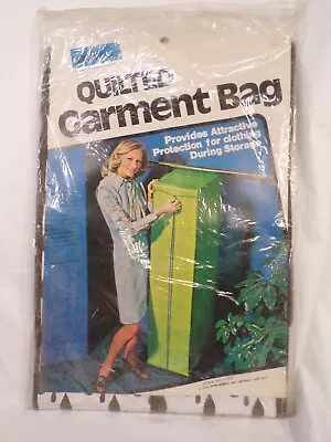 Vintage Quilted Vinyl Garment Bag Brown & White  Drop NOS Clothes Dresses • $12