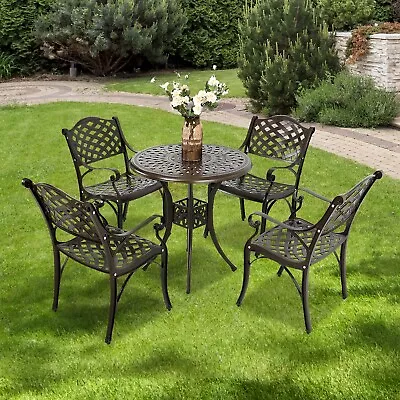 5pcs Outdoor Patio Furniture Sectional Dining Table And Chairs Set Cast Aluminum • $599.99