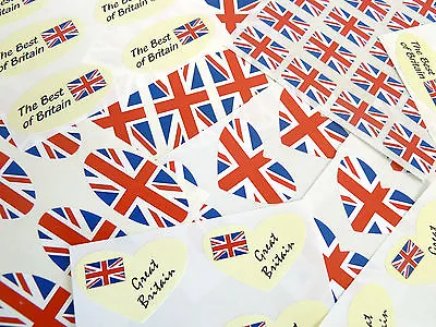 British Union Jack Flag Stickers Great Britain Labels - Various Shapes & Sizes • £2.60