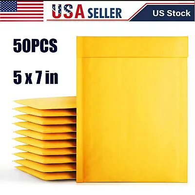5x7 Inch 50PC Kraft Bubble Padded Envelopes Mailers Shipping Bags Air Defense • $18.89
