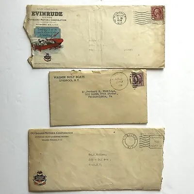 Three 1930’s Outboard Motor Boat Letterheads W Envelopes Evinrude  Elto Lockwood • $14.99