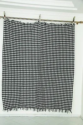 MOROCCAN HANDWOVEN THROW BLANKET -  Merino Wool - Black/White Checkerboard 7'x6' • $90