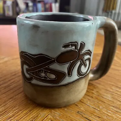 DESIGN BY MARA Large Stoneware Coffee Mug Mexican Pottery Motorcycle Design • $30