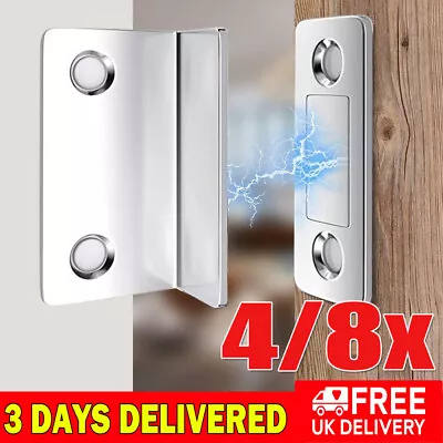 4 L-Shaped Very Strong Magnetic Catch Latch Ultra Thin For Door Cabinet Cupboard • £5.89