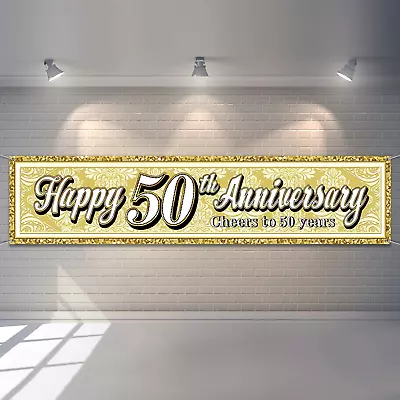 Happy 50Th Anniversary Banner Cheers To 50 Years Party Decorations Anniversary S • $12.55