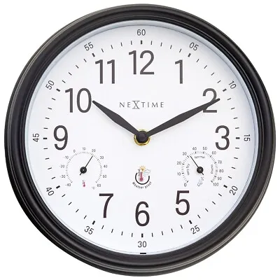 $39.95 • Buy NeXtime Jasmine Weatherproof Outdoor 23.5cm Analogue Wall Clock Black/White