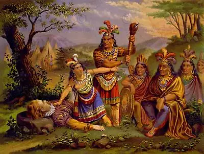 Painting Cultural Drawing Pocahontas Native American Art Print Poster Bb8130b • $18.14