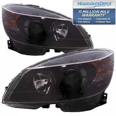 Headlights Set Halogen Black W/ Clear Lens Pair Fits 2008-2011 Mercedes C Class • $225.74