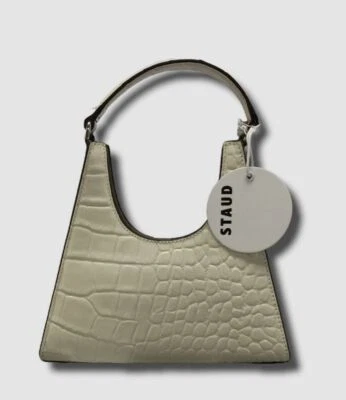 $96.48 • Buy $275 Staud Women's Ivory Mini Rey Croc-Embossed Leather Shoulder Bag Purse