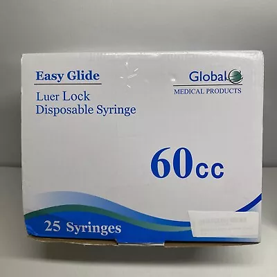 Easy Glide 60cc /60ML LUER LOCK Disposable Syringes NO NEEDLE Sterile (25 Box) • $24.99