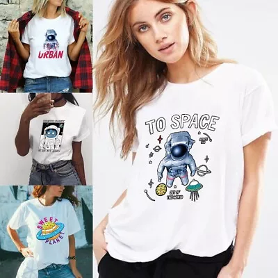 Womens T Shirt Ladies Baggy Fit Short Sleeve Slogan T-shirt Tee Tops • £5.99