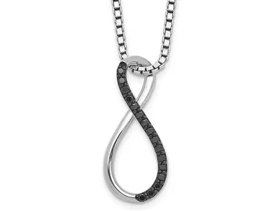 1/10 Carat (ctw) Black Diamond Drop Infinity Necklace Sterling Silver • $119