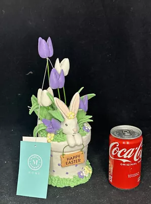 MARTHA STEWART Bunny In A Flower Pot With Happy Easter Sign NWT Spring Decor • £19.04