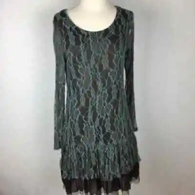 A’reve Brown & Teal Lace Long Sleeve  Dress Medium • $28.88