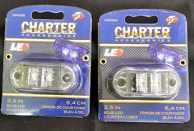 (2)BLUE 2.5  LED Courtesy UTILITY LIGHT Waterproof HQ 12V Marine Accent Lighting • $14.66