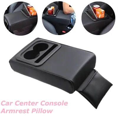 Car Center Console Arm Rest Protection Cushion Cup Holder PU Leather Pad Black • $36.99
