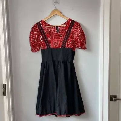 Vtg Square Dance Dress Red Black USA Made • $22.74