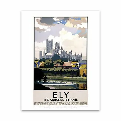 £9.99 • Buy Ely View Of Cathedral Across River 28x35cm Art Print By Vintage Railway Posters