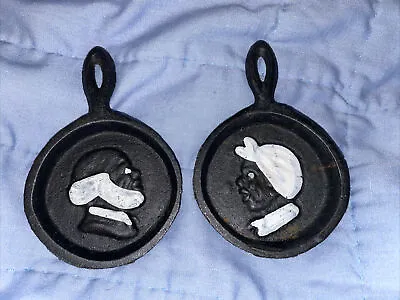 2 Cast Iron Miniature Frying Pan Ashe Tray Advertising Antique/Vintage Rare • $199.99