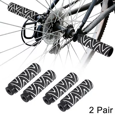 2 Pair Aluminum Alloy Foot Pegs For BMX MTB Bicycle Fit 3/8 Inch Black • $21.99