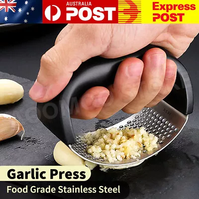 $9.95 • Buy Kitchen Stainless Steel Garlic Press Crusher Manual Rocking Mincer Squeezer