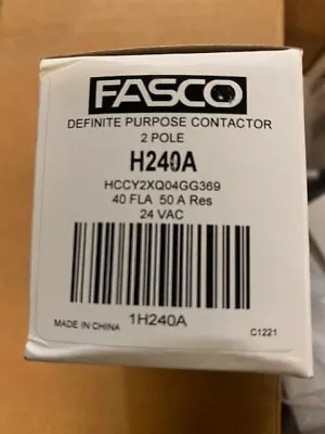 Fasco Definite Purpose Contactor 2 Pole H240A 40 FLA 50 A Res 24 Vac (NEW) • $28.97