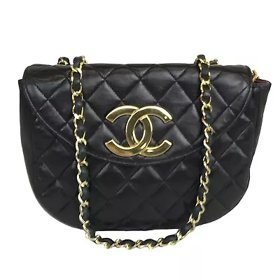 CHANEL Bag Shoulder Bag Chain Shoulder Matelasse Leather Black Authentic • £329.24