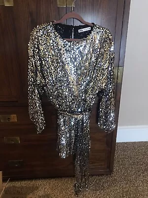 $125 • Buy Zara Sequined Mini Dress New With Tags! Size Large
