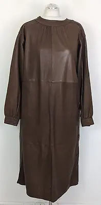 £50 • Buy Designer Acne Brown Soft Leather Midi Oversized Dress. Uk 12 (38)