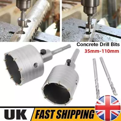 10Pcs TCT Tungsten Core Masonry 35-110mm Drill Hole Saw Cutter Pilot Bit Kit UK • £28.99