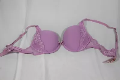 Victorias Secret Angels Bra Purple 34B Good Condition Floral Lace • $17.95