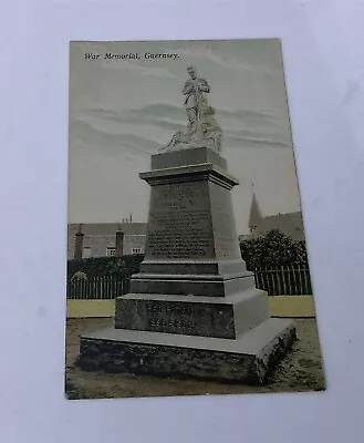 Vintage Early Photo Postcard Colour Guernsey War Memorial Cenotaph • £5