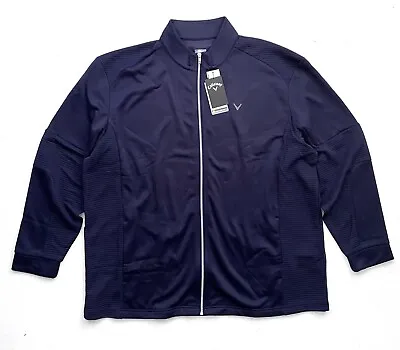 Callaway Jacket Polyester Full Zip Fleece Peacoat Blue Ottoman Jacket XXXL 3XL • $39.99