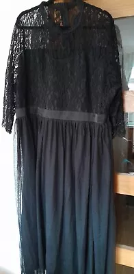 Long Black Lace Bodice / Net Dress GOTH Style Xxl • £12