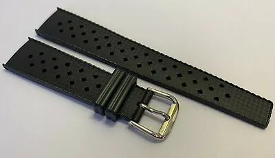 Tropic Style Black Rubber Men's Divers Sport Watch Strap • £24.99