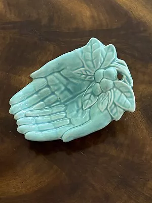 Vintage McCoy Open Hands Pottery Dish/Tray Turquoise  Excellent • $15