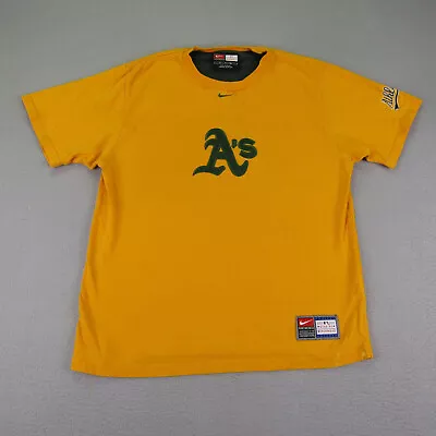 Oakland A's Shirt Mens Small Yellow Nike Team MLB Baseball Short Sleeve Tee ^ • $11.98